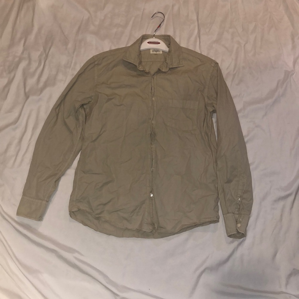 Beige Button-up Oxford Shirt